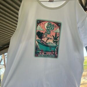 White Graphic Tee with Tarot Design